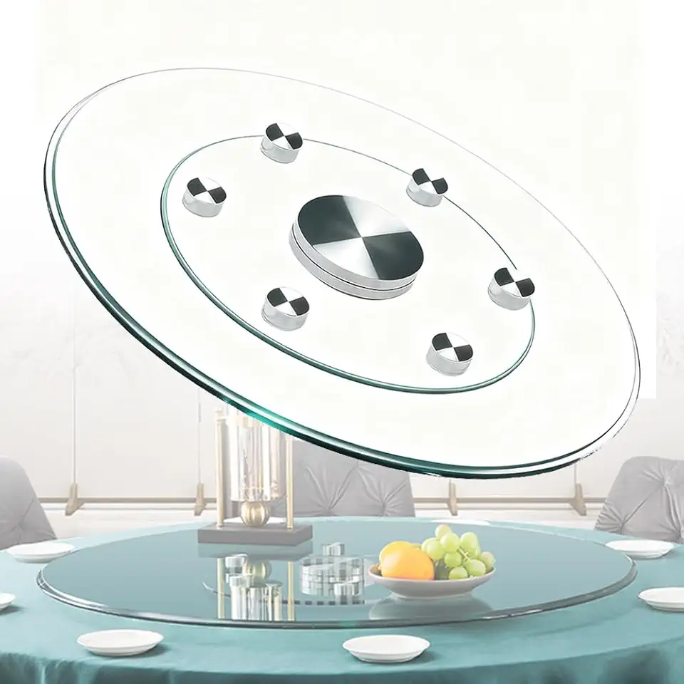 Glass Lazy Susan Turntable for Table Top 24 28 30 36 40in Kitchen Rotating Tray Large Rotating Serving Tray Centerpiece for Dining Table(70 cm(28in))