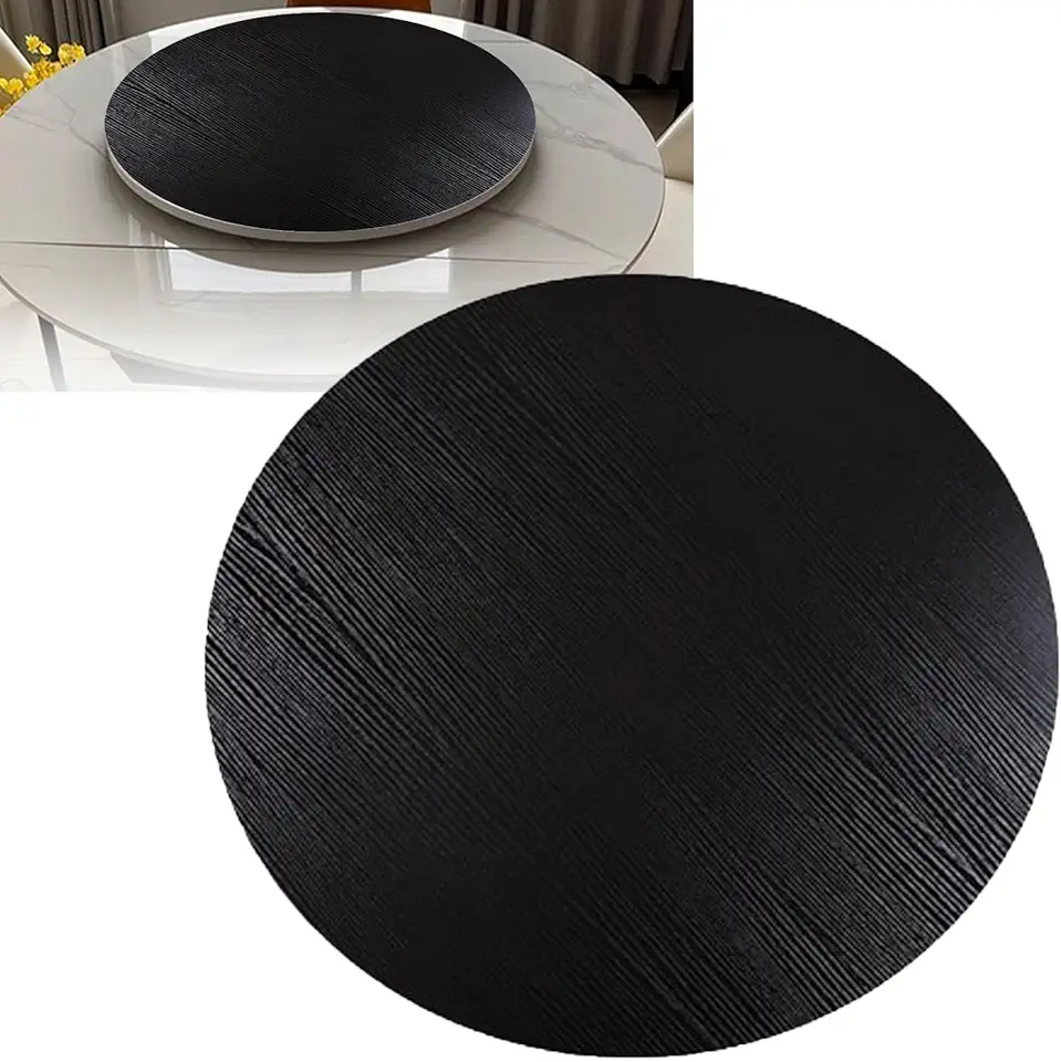 Rotating Plates for Table 20 24 28 32 36 39in Lazy Susan Turntable for Table Top Wood Serving Tray 360° Swivel Smooth Silent Spin Dining Table Centerpiece for Family Gatherings(Black,32in/80cm)