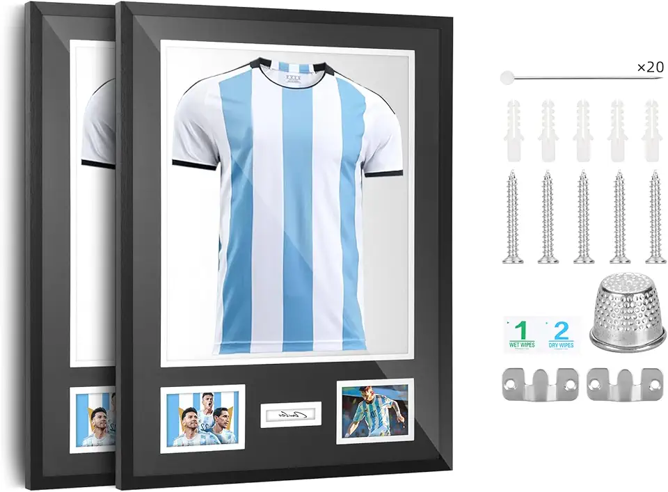 CDEN Jersey Frame, t Shirt Frame, Jersey Frames with Picture Slots, Jersey Display, Photo Display, for Soccer, Football, Basketball, Baseball (2 Pack)