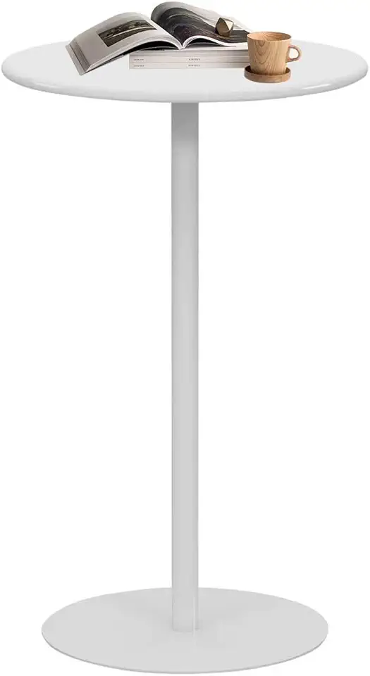 Luyckfrazy Round Metal Bar Table Tall Top Bistro Pub Dining Table, Leisure Table for Bistro Kitchen Living Room Cafeteria Garden and Terrace, Sofa Side Table, White(40x40x50cm)