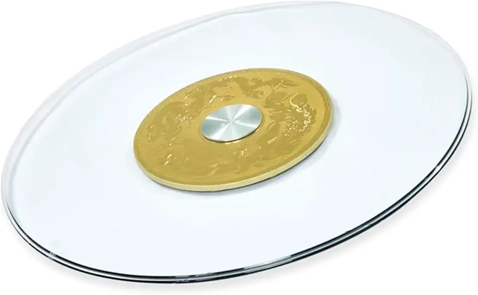 Large Round Serving Plate for Party Family Banquets Dining Table, Clear 360° Rotating Tray Silent Smooth Spin, Tempered Glass Turntable, Easy to Share Food(Size:50cm/20in)