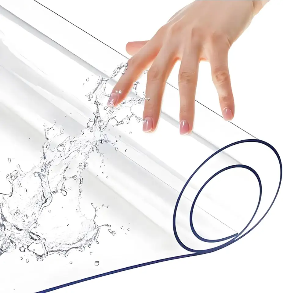 3mm Thick Clear PVC Table Cover Protector, Easy Cleaning Plastic Table Cover Vinyl Table Cloths for Kitchen Dresser Writing Desk Dining Room Table Wipeable 44
