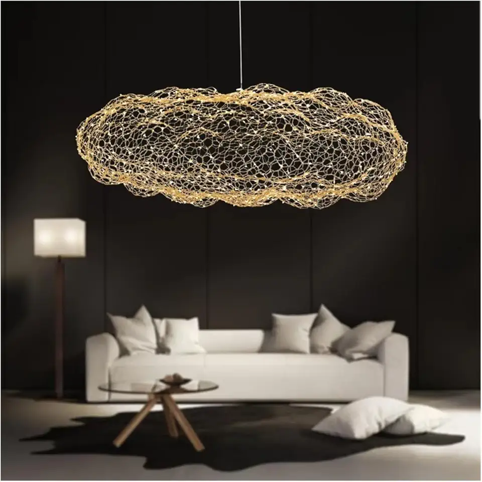 Nordic Luxury Pendant Light Art Hollow Hanging Cloud Light Design Creative Firefly Gypsophila Chandelier Hollow Cloud Pendant Lights,for Decoration