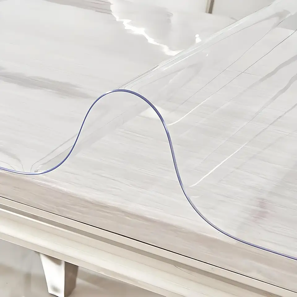 Clear Desk PVC Cover Pad, Plastic 1.5mm Thick Table Protector 51x118in, Anti Scratch Heatproof Rectangle Tablecloth, Waterproof Easy Clean Mat for Kitchen Dining Room