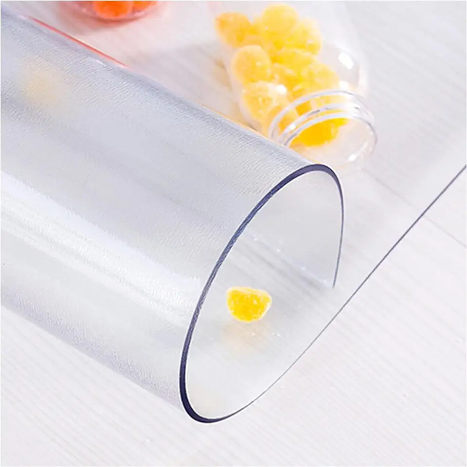 Frosted PVC Table Protector for Dining Table, Non-Slip 1.5mm Thick Matte Scratch-Resistant Cover, Waterproof Tablecloth for Rectangular Tables, Privacy Anti-Glare 47.24x94.49in/120x240cm