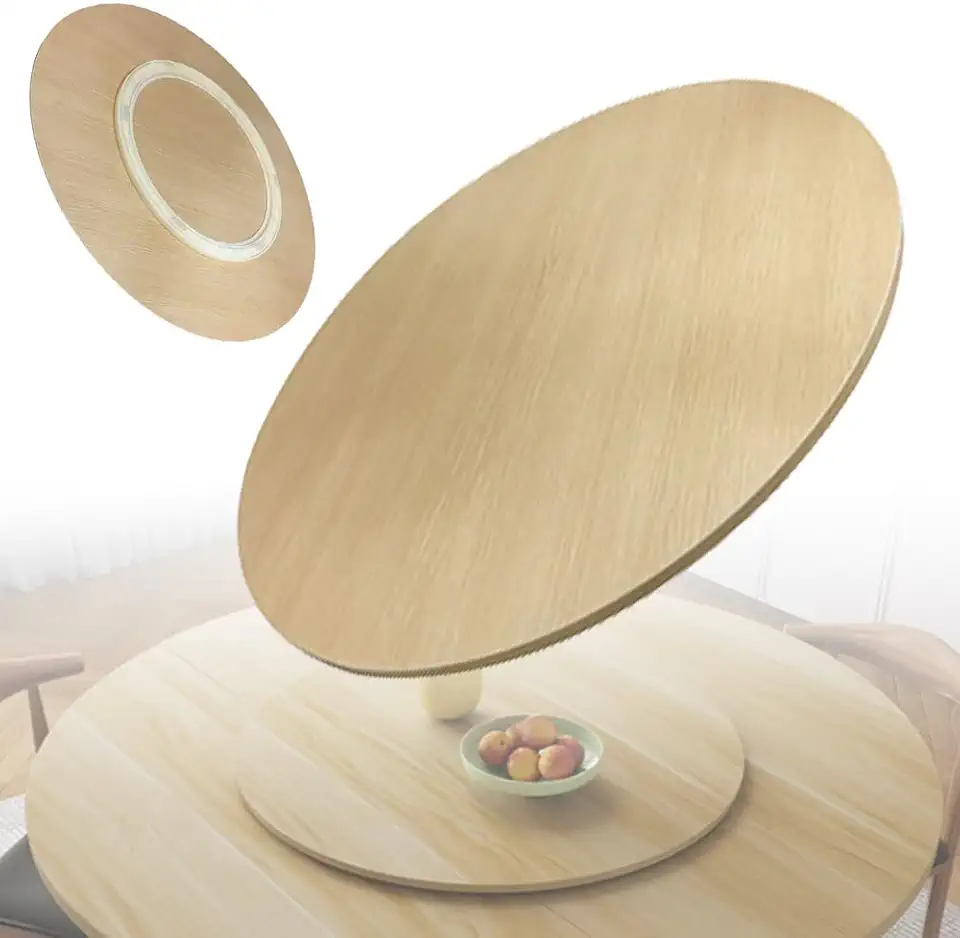 20 24 27 30 36in Wood Rotating Tray Lazy Susan Turntable, Tabletop Rotating Tray Dining Table Turntable Spinning Rotating Food Server for Kitchen(Natural Wood Color,70 cm (27 in))