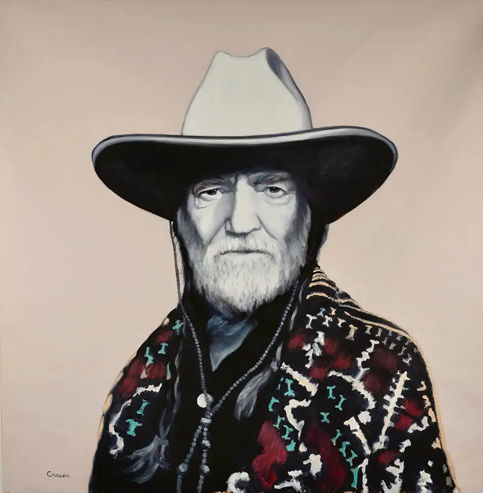 TERRYCRUMSTUDIO, Willie Canvas Print, By Artist, Terry Crum. (Framed in Walnut Floater Frame, Canvas Size, (36x36), Willie Canvas Print