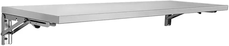 Wall Mounted Folding Table, Stainless Steel Floating Desk with Brackets Computer Desk for Small Spaces, Laundry, Kitchen Dining Table(120x40cm)