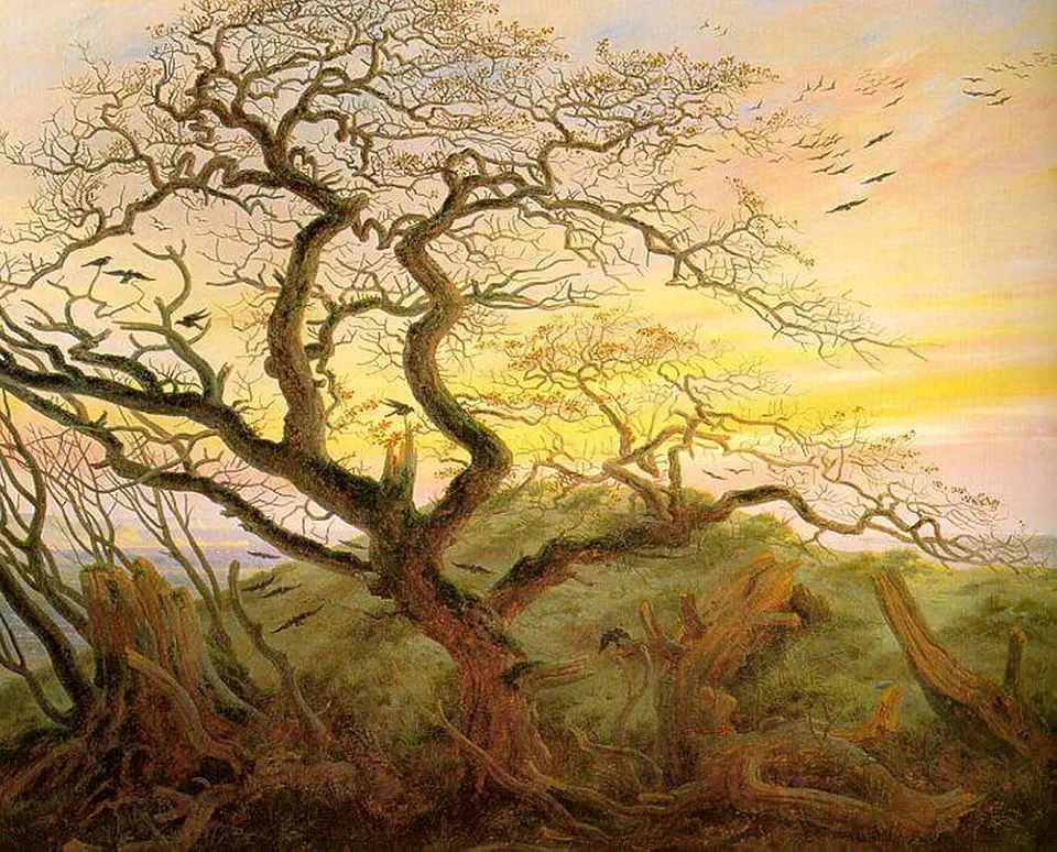 Toperfect Oil Painting Handmade $50-$2000 by College Teachers - 15 Famous Paintings - The Tree of Crows landscape Caspar David Friedrich Art - Wall Painting on Canvas -Size1