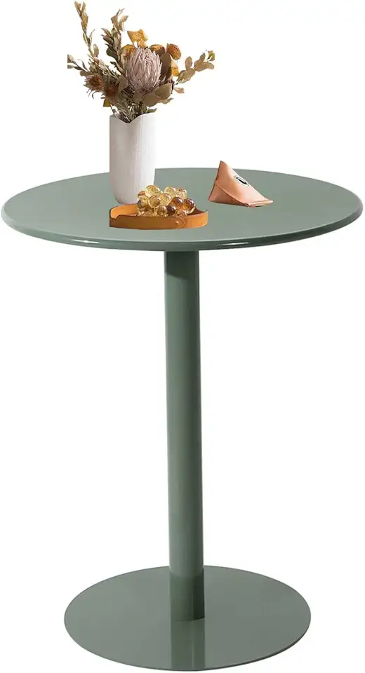 Luyckfrazy Round End Table with Metal Base Drink Tables for Small Spaces, Dining Desk for Home Kitchen Pub Bistro, Circular Cocktail Table for Versatile Use, Easy Assembly(40x40x50cm)