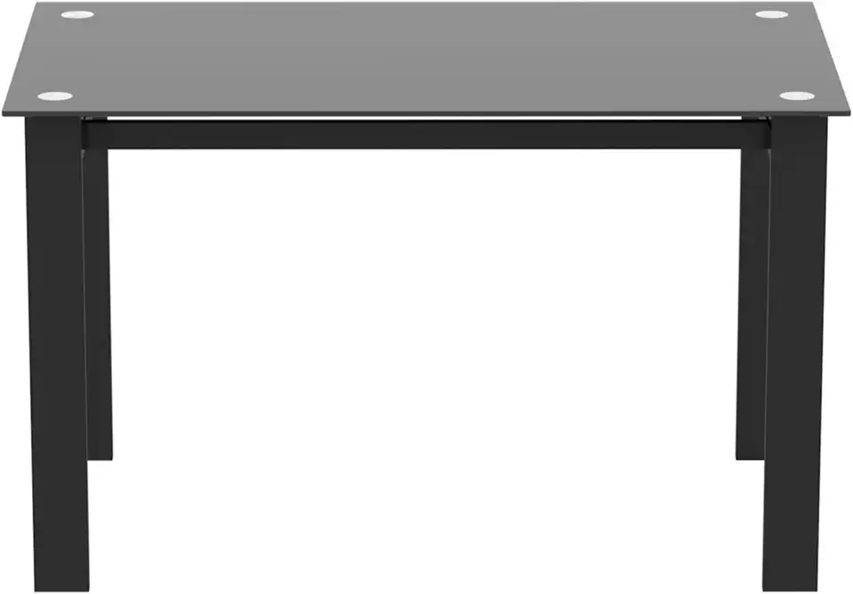 Modern Tempered Glass Black Dining Table, Rectangular Metal Kitchen Table, for Dining Living Room Hall,Sturdy