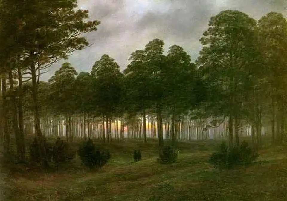 24 Paintings Evening HSE Romantic landscape Caspar David Friedrich woods forest Oil Art on Canvas - Famous Artworks 02, $50-$2000 Hand Painted by Art Academies' Teachers