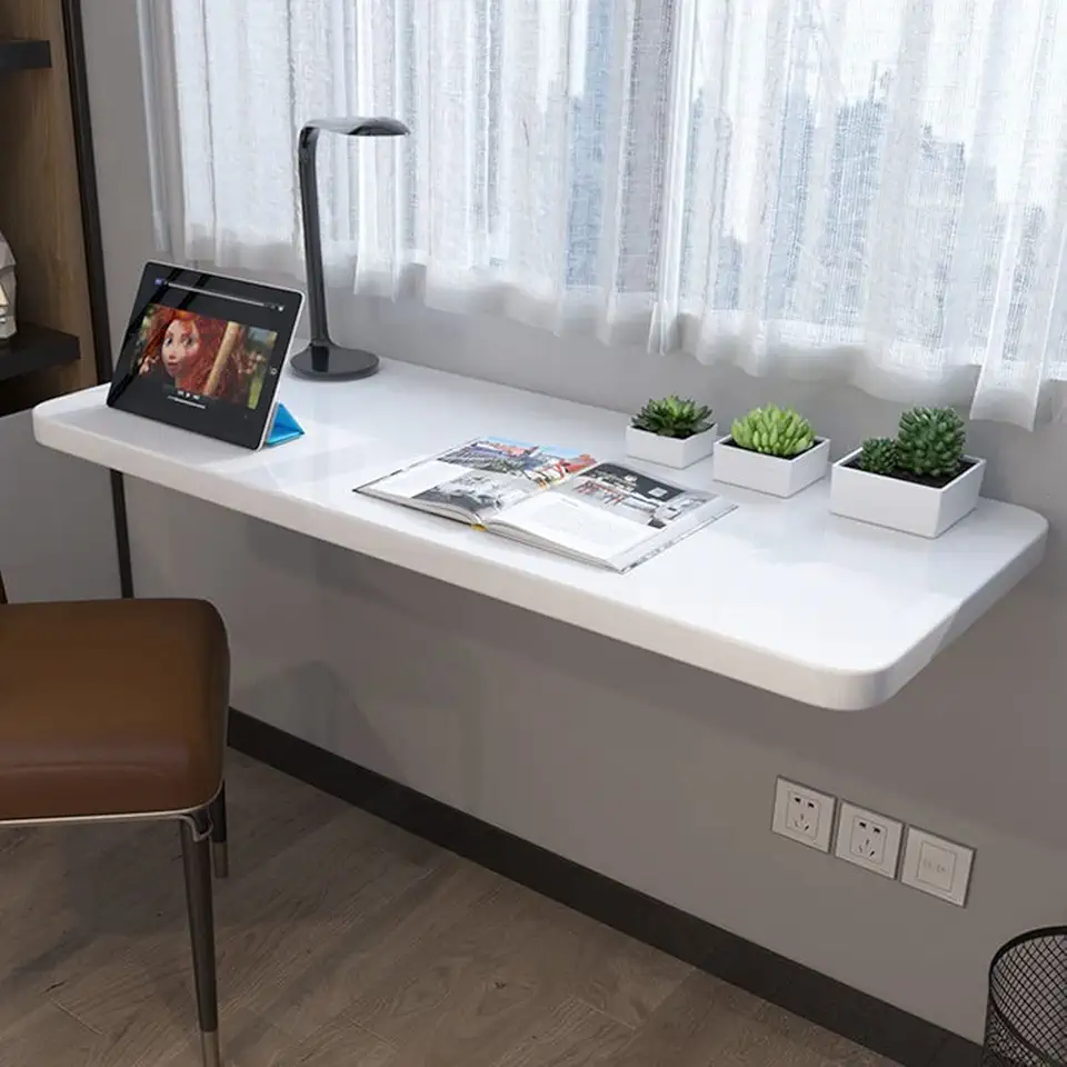 Floating Wall Mounted Drop Leaf Table for Small Space Heavy Duty Folding Kitchen & Dining Table Desk Laundry Room Desk with Load Capacity 70kg Wall Mounted Desk (White 50x50)