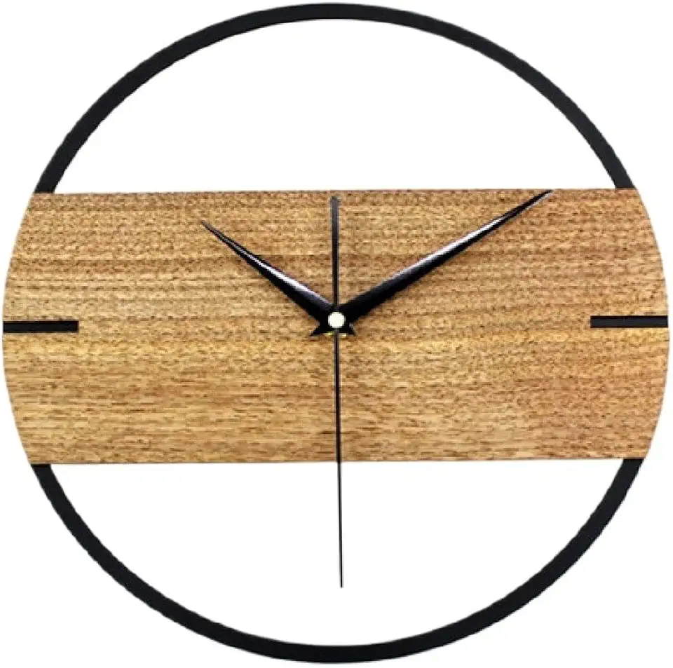 European Style Simple Wall Clock Nordic Wood Home Clock Study Office Art Wall Decoration Minimalist