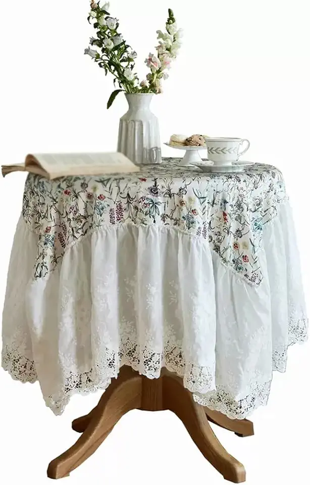 Table Runner Lace Tablecloth White Hollow Edge Dining Table Cotton Coffee Table Cover Table Cloth (Color : A, Size : 170cx170cm)