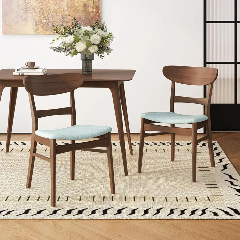 Modern Dining Chairs,Sturdy Solid Wood Frame Design with Fabric Upholstered Chair,Comfortable Curved Backrests,Easy Clean,Offering & Durable for Everyday Use in Contemporary Settings,DiningChairSetof