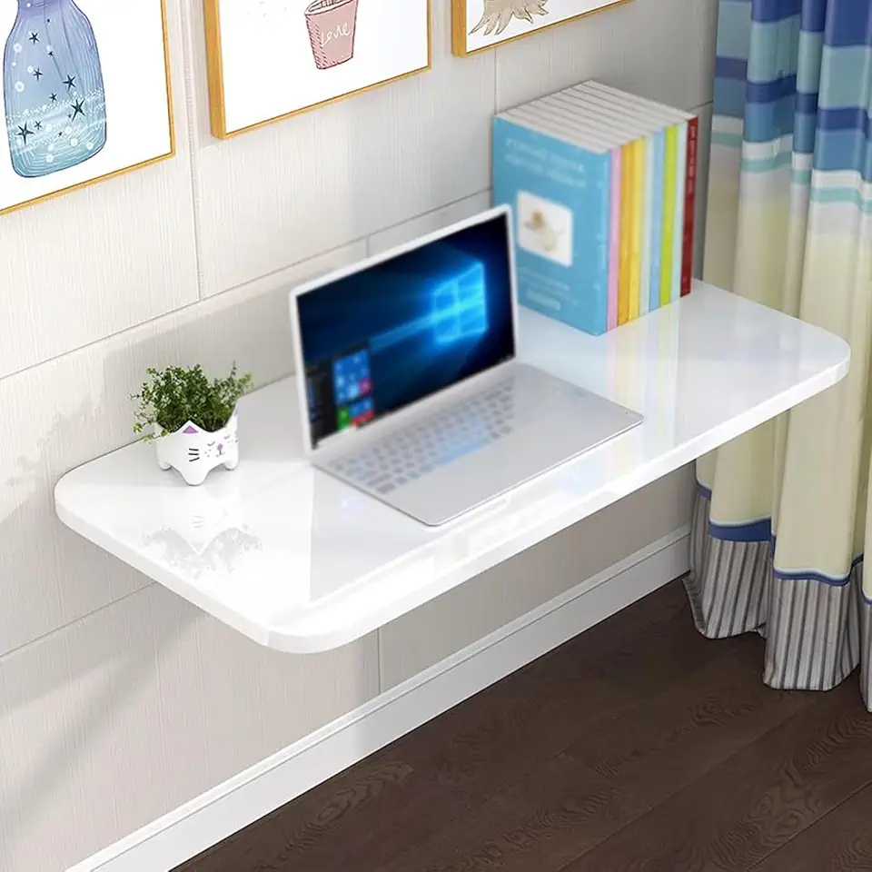 Wall-Mounted Folding Table Space-Saving Wooden Table with Stainless Steel Support Ideal for Dining Study Kitchen or Balcony(70cm x 40cm)