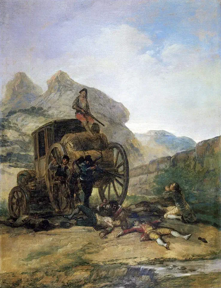 Toperfect 2 Paintings Attack on a Coach Francisco de Goya robbing Oil Art on Canvas - Famous Artworks -Size04, $50-$2000 Hand Painted by Art Academies' Teachers