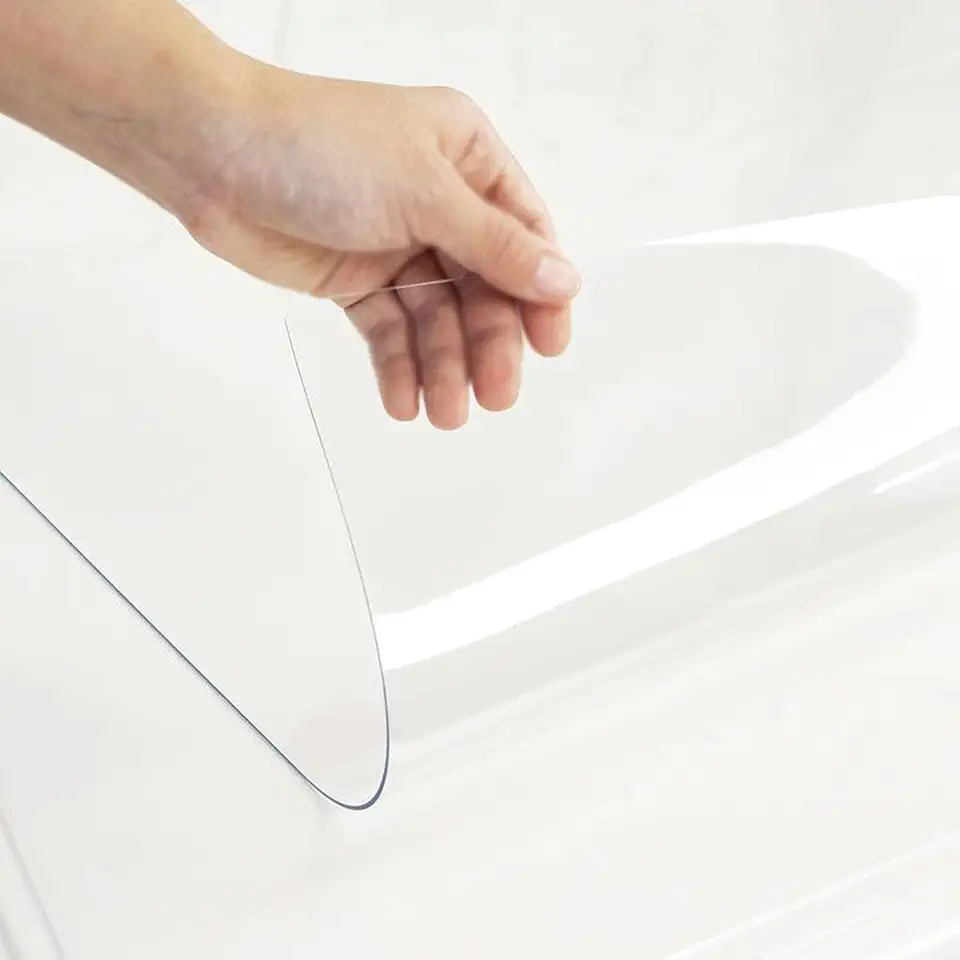 Clear Plastic Dining Table Cover Protector, Wipeable Heavy PVC Table Mat, Clear Plastic Tablecloth Scratch Proof and Easy Cleaning for Office Dresser Dining Room Night Stand 3mm 44