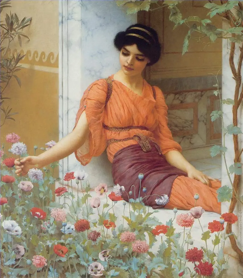 Toperfect Oil Painting Handmade $50-$2000 by College Teachers - 17 Paintings - Summer Flowers woman John William Godward classic - Famous Paintings on Canvas -Size2