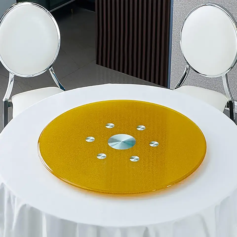 32in 36in 40in Large Lazy Susan Turntable, Round Gold Tabletop Rotating Tray, Tempered Glass Serving Plate for Kitchen Dining Table(90cm/36)