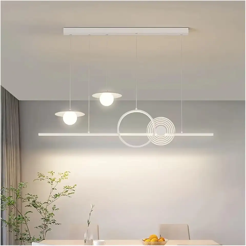 Modern Led Chandelier Luxury Dining Table Strip Chandelier Creative Simple Indoor Lighting Fixture for Dining Living Room Bedroom,White,for Living Room