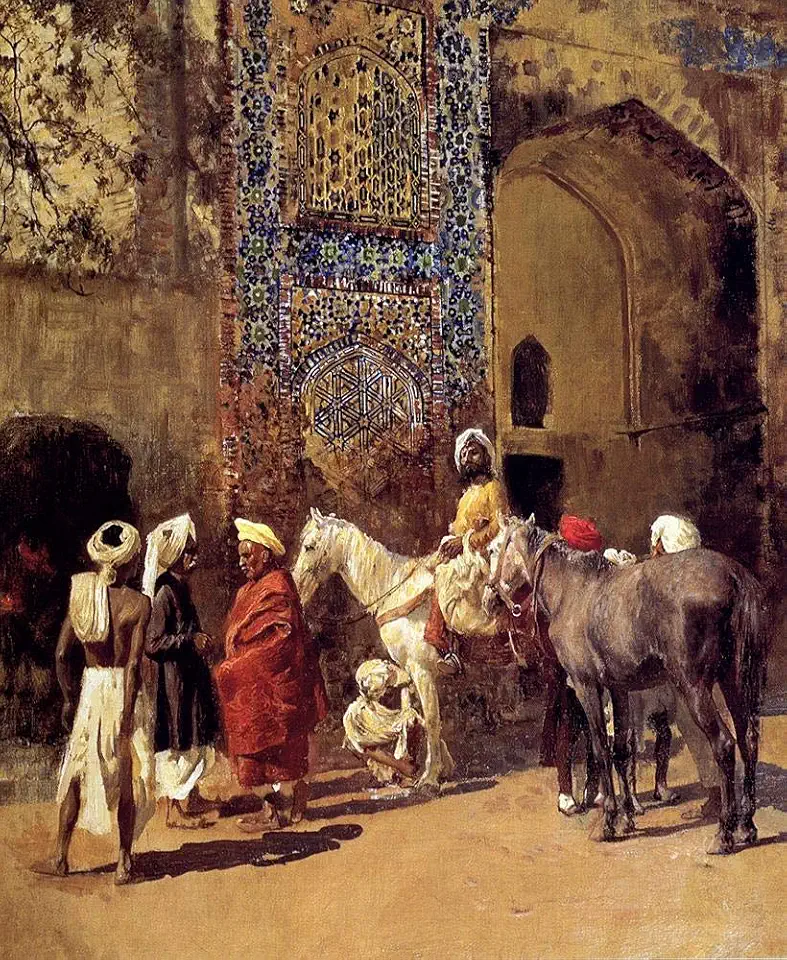 Toperfect 5 Paintings Blue Tiled Mosque At Delhi India Edwin Lord Weeks Oil Art on Canvas - Famous Artworks -Size04, $50-$2000 Hand Painted by Art Academies' Teachers