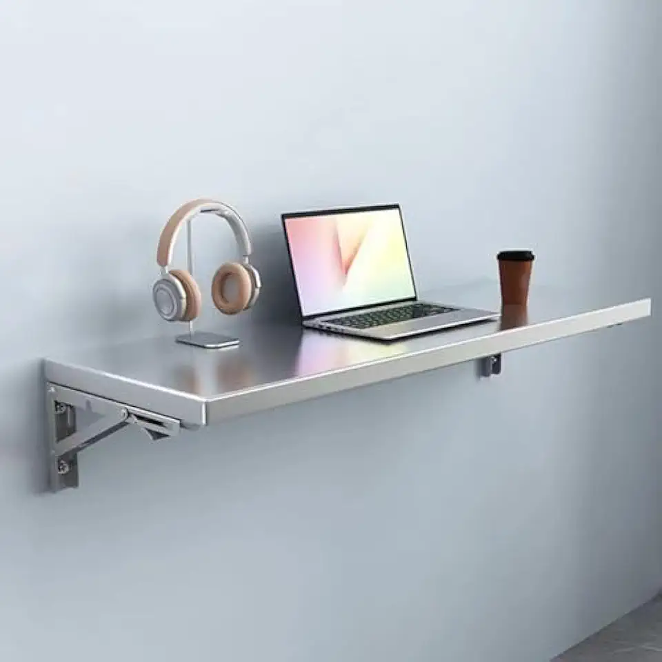 Wall Mount Dining Table with Metal Brackets for Kitchen Home Bar Vertical Leaf Design 120 * 35cm