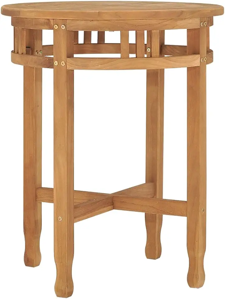 Rustic Solid Teak Wood Bistro Table Round Compact Dining Table for Indoor and Outdoor Use Durable Weather-Resistant Small Space Furniture