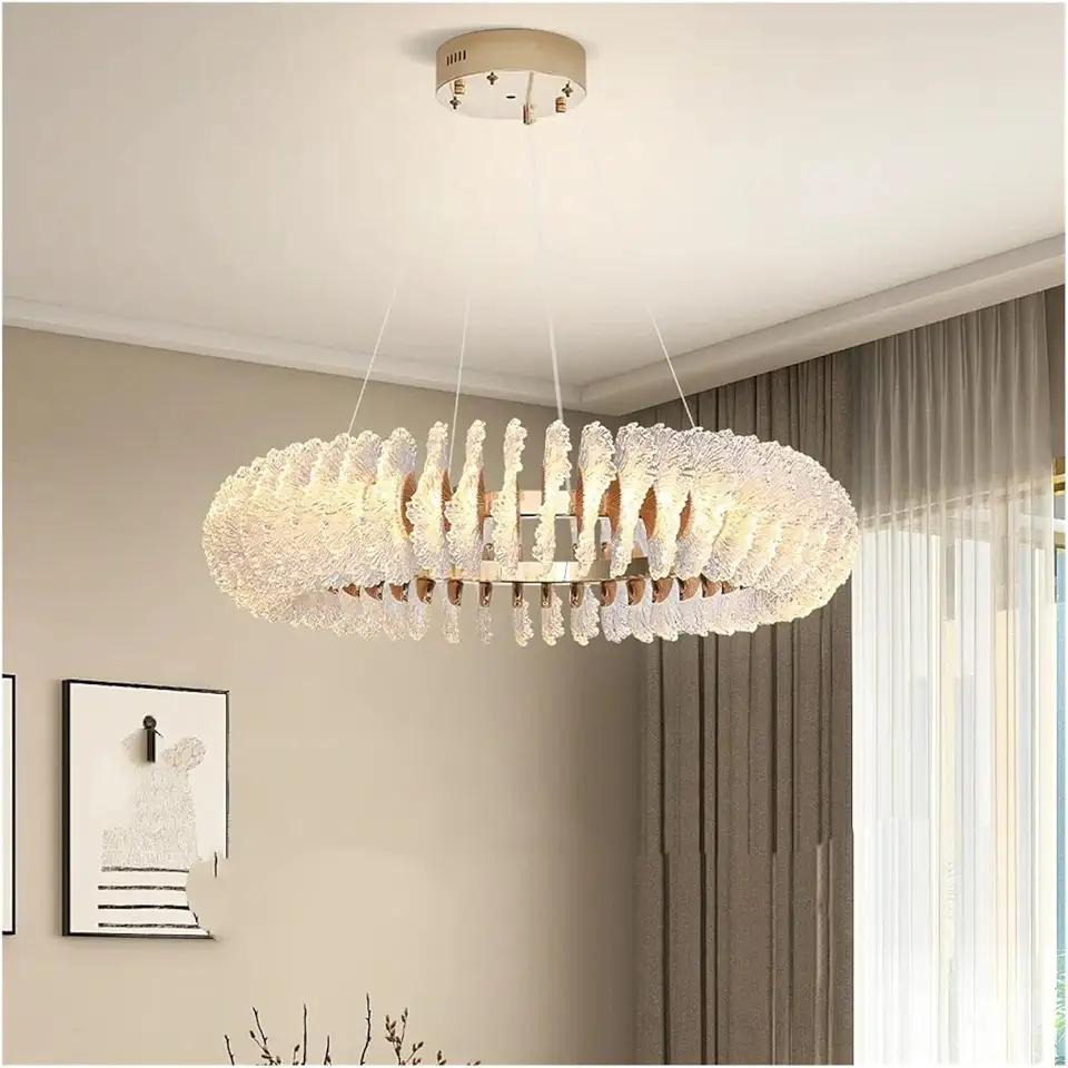 Gold Modern Coral Flower Design Pendent Light Acrylic Creative Art Design Chandelier Living Room Dining Room Hanging Lamp
