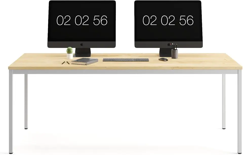 Desk Steel 120 x 80 x 75 cm, Oak, TÜV/GS Easy Assembly, Work Table, Office Table, Kitchen Table, Dining Table, Printer Table, Office Furniture, Study Room, Computer Table, Gaming Table,