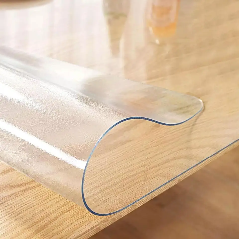 Frosted 2(mm) Clear Plastic Table Protector, 63 x 114 inch Waterproof Scratch-Resistant PVC Cover for Dining Table, End Table, Coffee Table, and Countertop