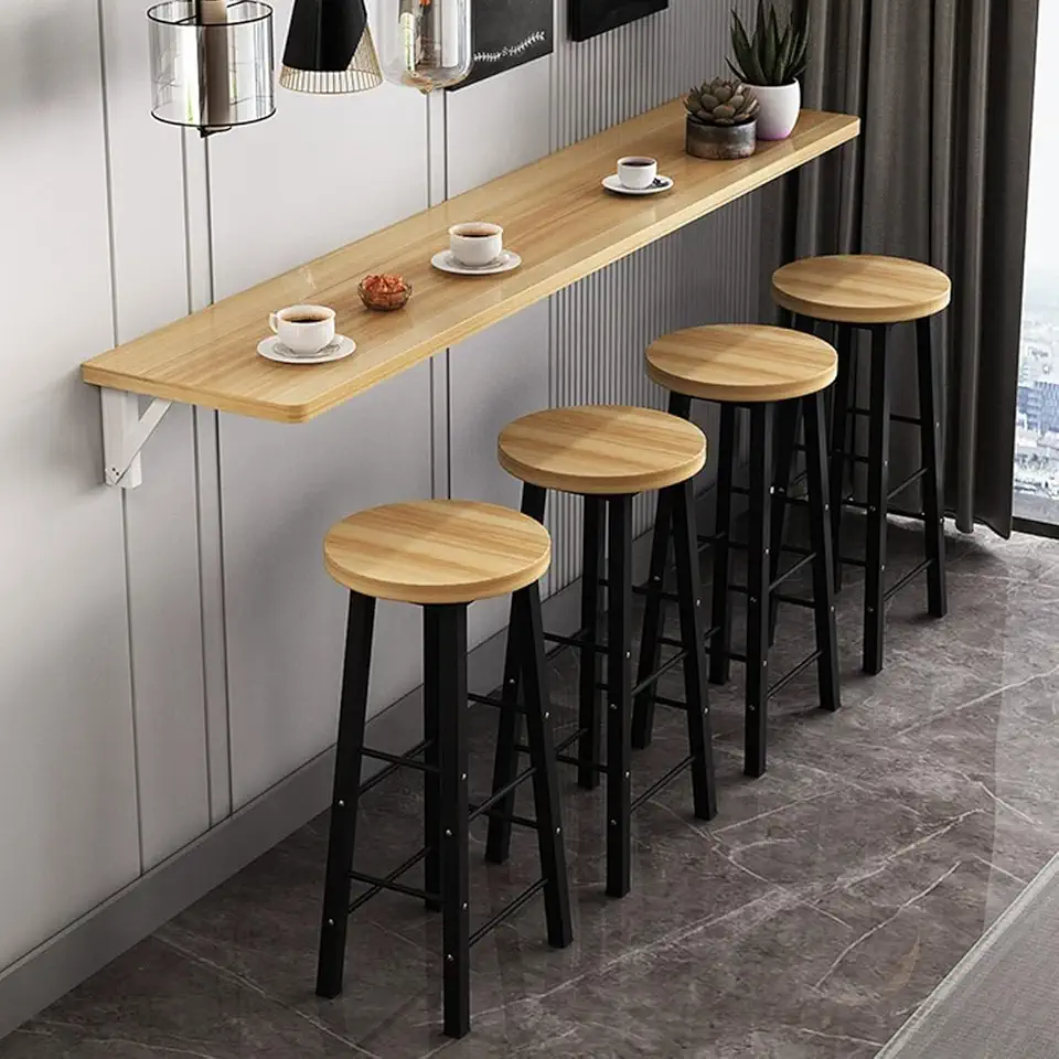 Space-Saving Wall-Mounted Folding Table - Multifunctional Narrow Dining Desk for Home, Kitchen, Café, Restaurant, Indoor/Outdoor Use, Easy Installation & Stylish Design