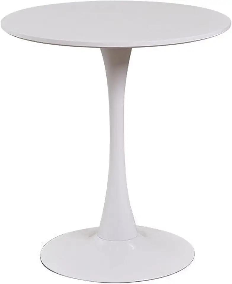 White Round Dining Table, 80cm Modern Tulip Kitchen Table Thickened Tabletop & Sturdy Metal Pedestal, Mid-Century Leisure Table for Small Places, Dining Room, Living Room, Cafe