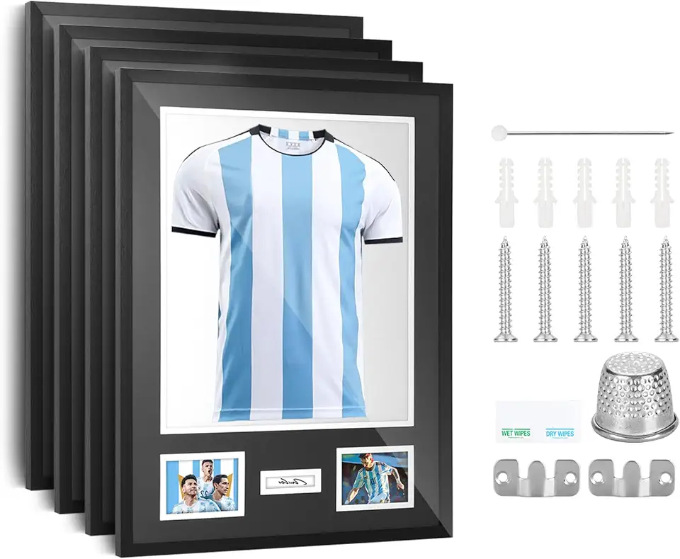 CDEN Jersey Frame, t shirt frames, jersey frame with picture slots, jersey display, photo display, for soccer, football, basketball, baseball (4 Pack)