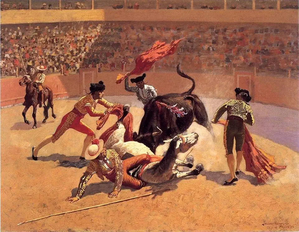 Toperfect Oil Painting Handmade $50-$2000 by College Teachers - 20 Famous Paintings - Bull Fight in Mexico Frederic Remington Art - Wall Painting on Canvas -Size1