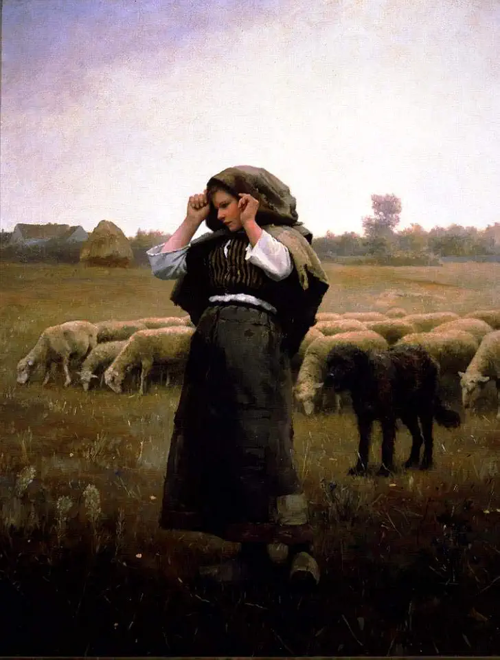 Toperfect 3 Paintings Shepardess and her Flock Daniel Ridgway Knight Oil Art on Canvas - Famous Artworks -Size04, $50-$2000 Hand Painted by Art Academies' Teachers