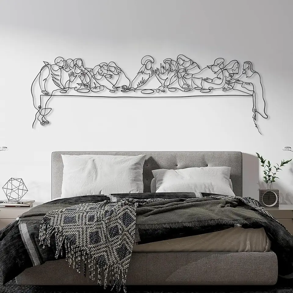 Metal Wall Art Art, Art, Decor Metal, Modern Art, One Line Drawing Art, Art, Decor (69 x 23 inch | 175 x 59 cm, Black)