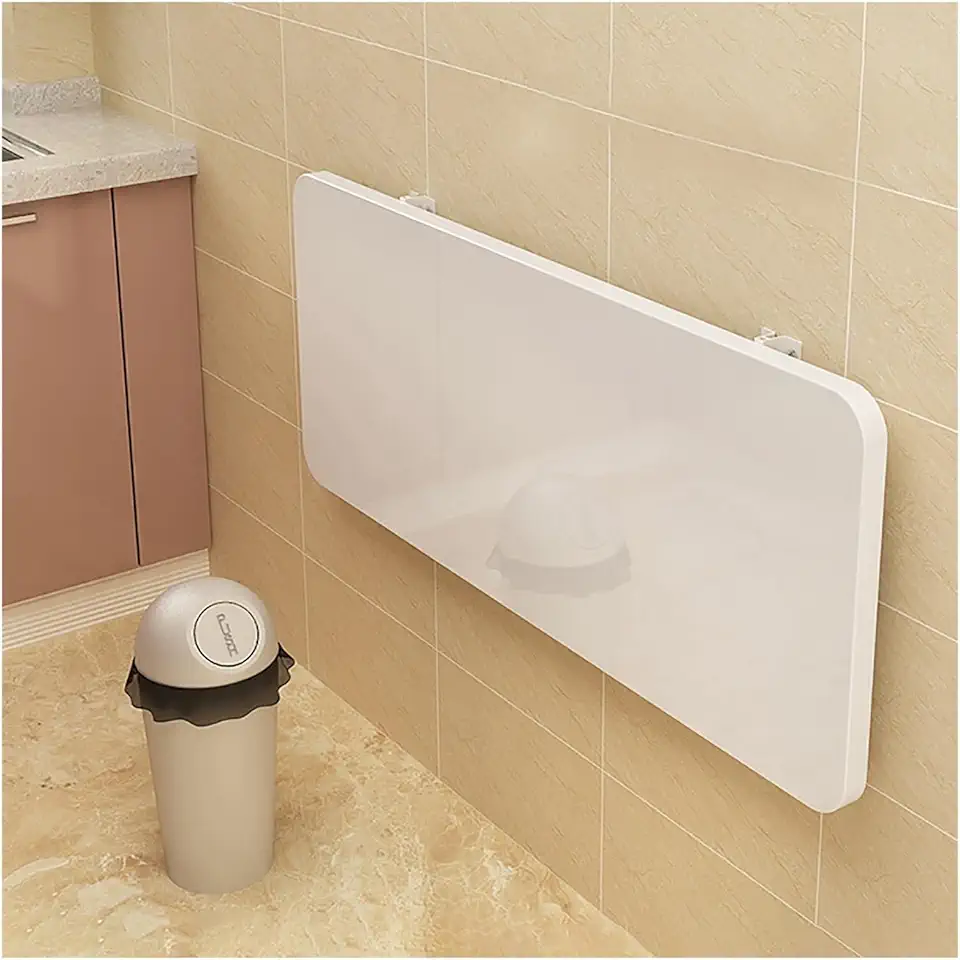 Mounted Desk, Foldable Hanging Workbench, Laundry Table with Heavy-Duty Brackets, Fold Down Dining Tables Floating Desk (White) (Size : 40x80cm/15.7x31.5in) (One Color 40x90cm/15.