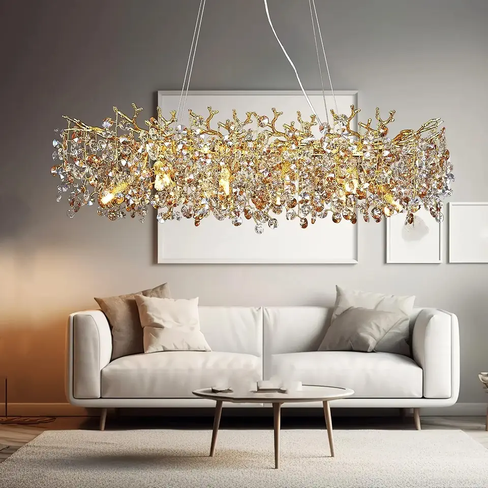 Light Luxury Living Room and Dining Room Decoration Crystal Chandelier Luxurious and Atmospheric Art Villa Lamp Furniture Decora, Retro