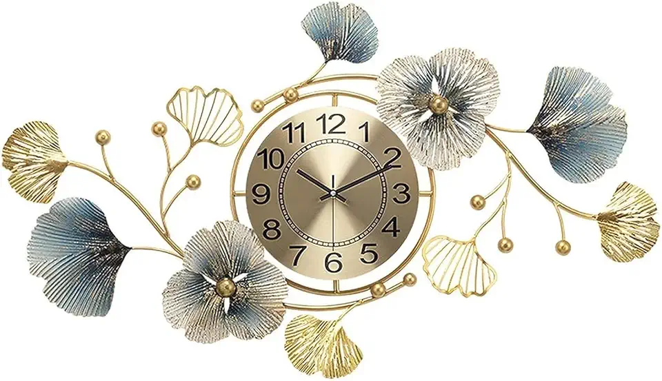 Wall Clock Large Creative Modern Metal Silent Wall Clocks 3D Art Decoration Living Room Bedroom Digital Wall Clock for Living Room Wall Decor Clock,Horizontal-52 * 94cm
