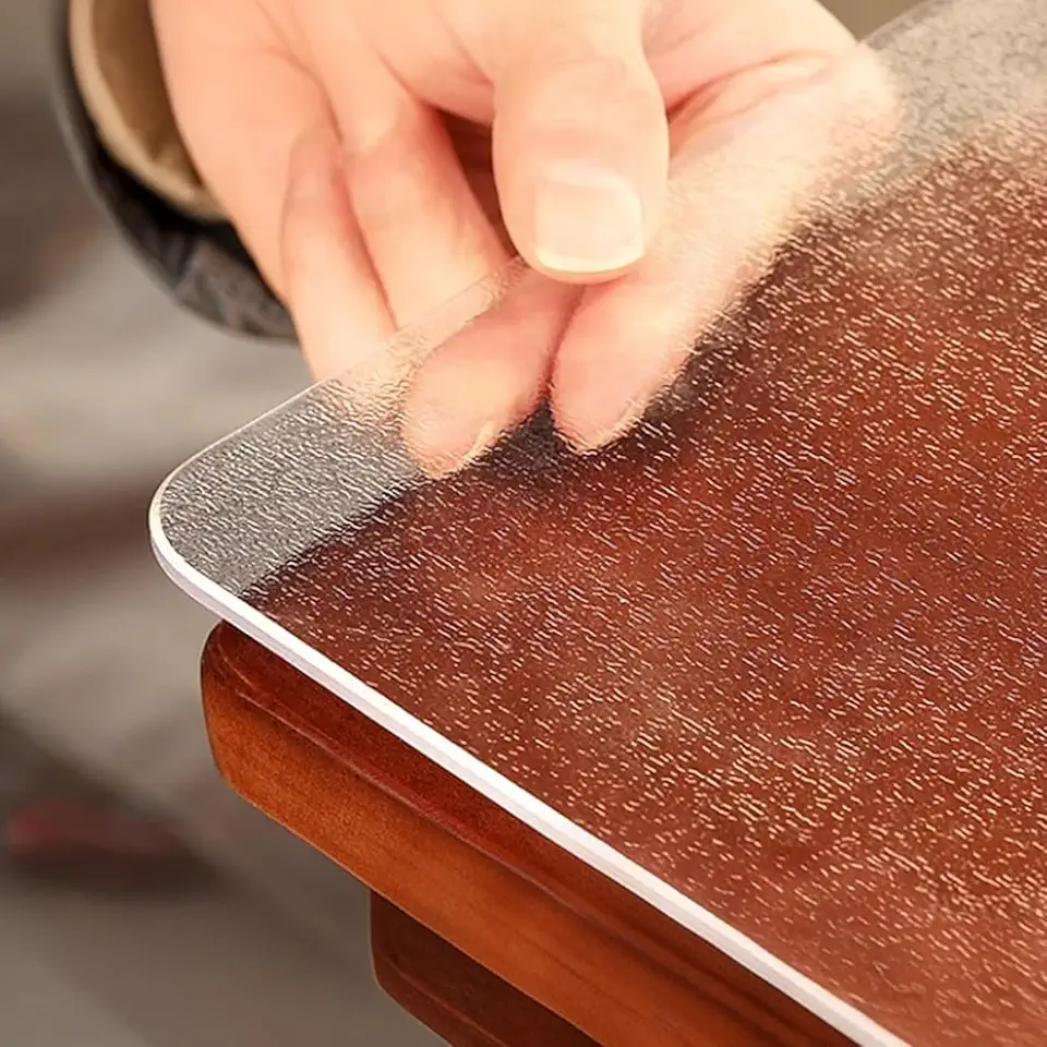 Frosted Table Cover Protector,2mm Thick Plastic Desk Protector Mat, Rectangular Waterproof PVC Placemats, Transparent Mat for Kitchen, Dresser, Writing Desk, Dining Room Table 36in x 120in
