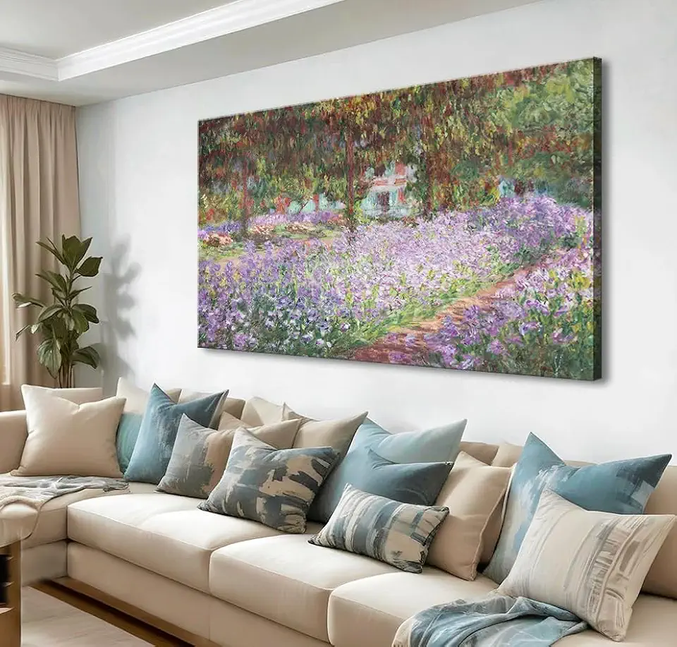 Irises in Monet's Garden, 1900 by Claude Monet - Large Canvas Art Wall Decor Painting Print Framed - 32