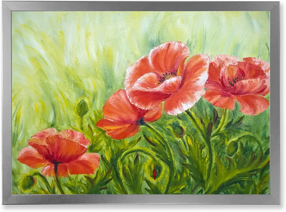 Red Blossoming Poppies III Traditional Framed Wall Art