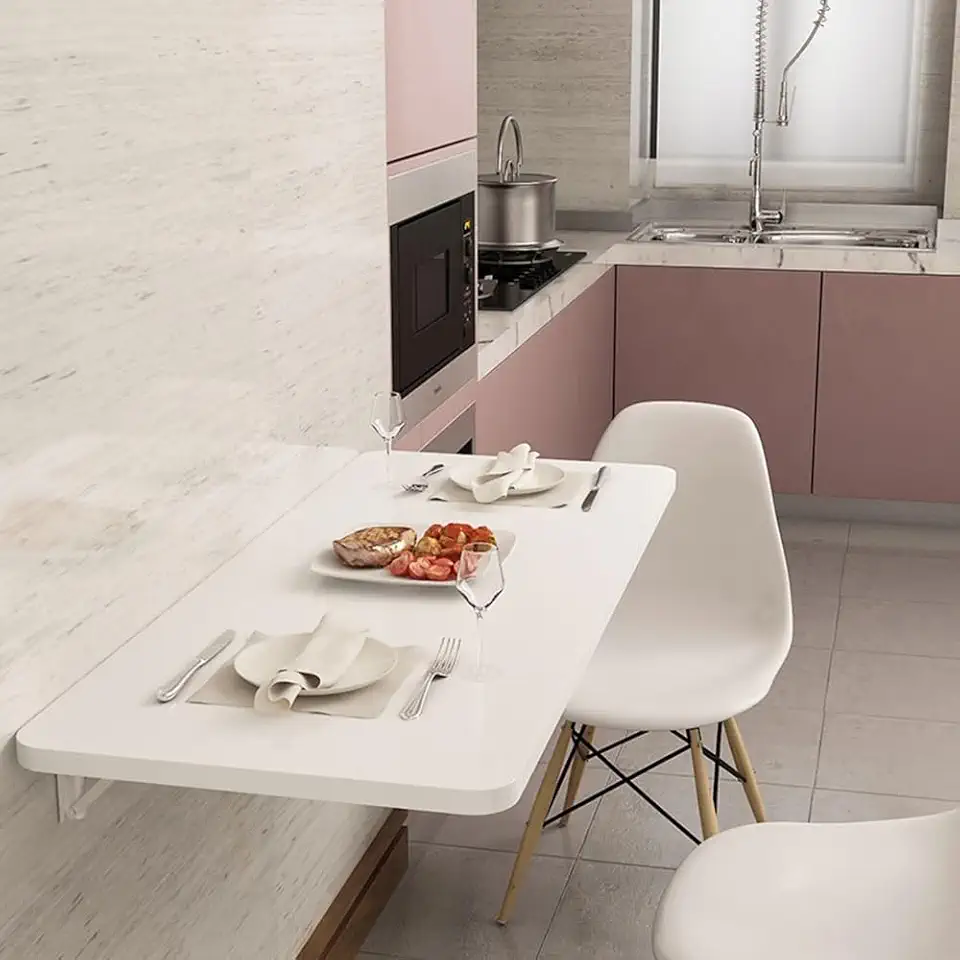 Laundry Folding Table, Wood Wall Mounted Folding Table for Small Spaces Floating Desk Multifunction Kitchen Dining Tables, Max Load 80kg(80x30cm)