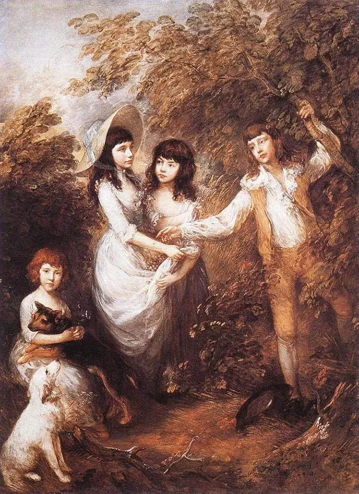 Toperfect 2 Paintings The Marsham children Thomas Gainsborough Oil Art on Canvas - Famous Artworks -Size04, $50-$2000 Hand Painted by Art Academies' Teachers