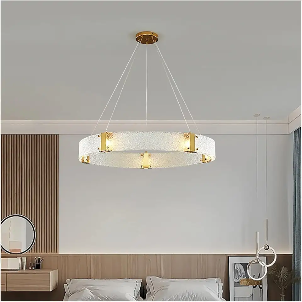 Art Glass Ceiling Chandeliers Postmodern LED Luxury Gold Hanging Lamp Living Room Decoration Home Pendent Light,Pendant Lighting Ceiling(Warm Light,D80cm)