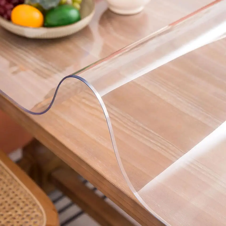 Clear Table Cover, Easy Clean Pad Clear Desk Mat, Wipeable Plastic Table Cover for Dining Tables Office Desks Study Areas Kitchen Counters Conference Rooms 3mm 44