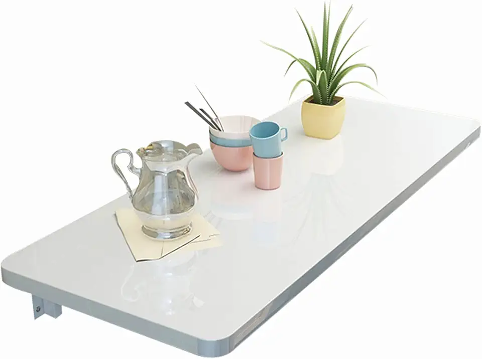 Wall Mounted Folding Table Folding Dining Table Stable Sturdy Heavy Duty Wall Mounted Floating Folding Table, White(White-50x40cm)