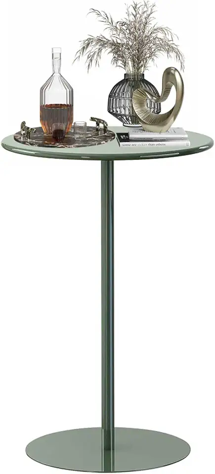 Luyckfrazy Round Bar Table Counter Bistro Pub Table, Circular Cocktail Tables, Coffee Drink Table for Indoor Outdoor Kitchen Dining Table High Top End Table for Living Room Bedroom, Green(40x40x50cm)